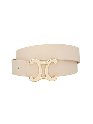 Mirrored C Buckle Belt Beige