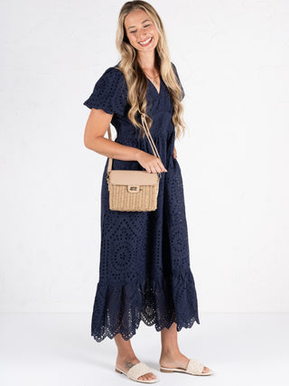 Eyelet Lace Midi Dress