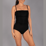 Black Ruched Tankini Top by Hermoza