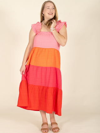 Tiered Colorblock Maxi Dress