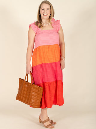 Tiered Colorblock Maxi Dress