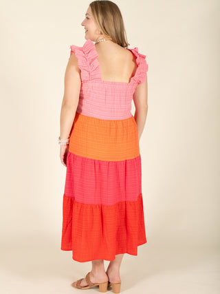 Tiered Colorblock Maxi Dress