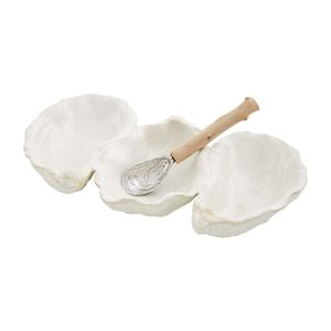 Oyster Triple Dip Set w/ Driftwood Spoon