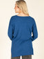 Hi-Low V-Neck Sweater-Blue