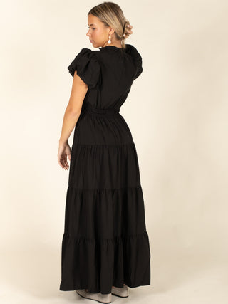 Puff Sleeve Tiered Maxi Dress