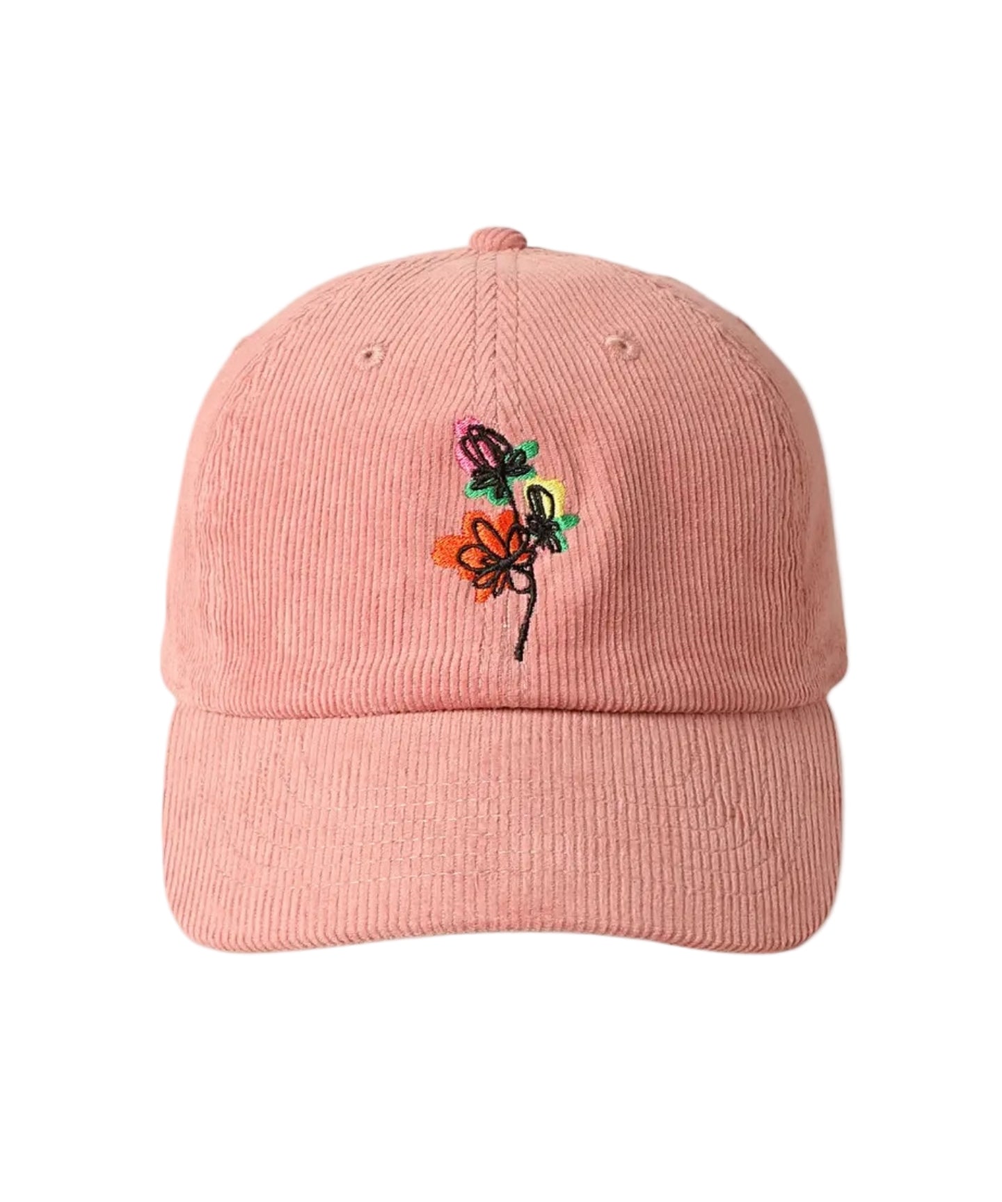 Embroidered Flowers Hat Pink