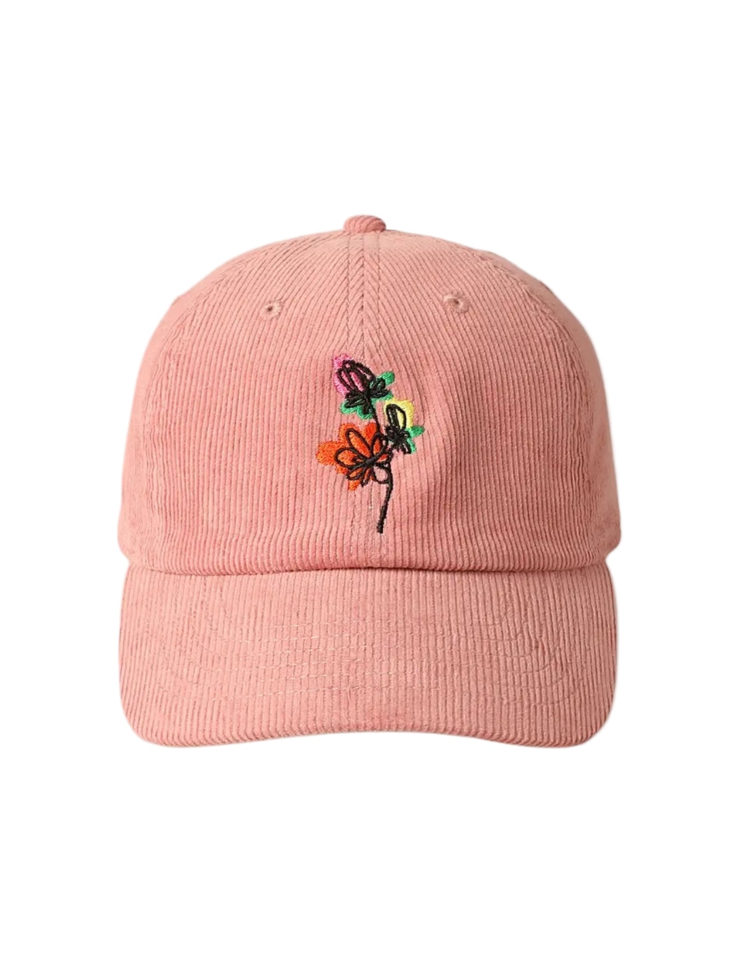 Embroidered Flowers Hat Pink
