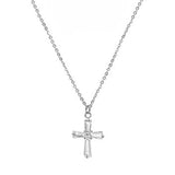 CZ Cross Pendant Necklace Silver