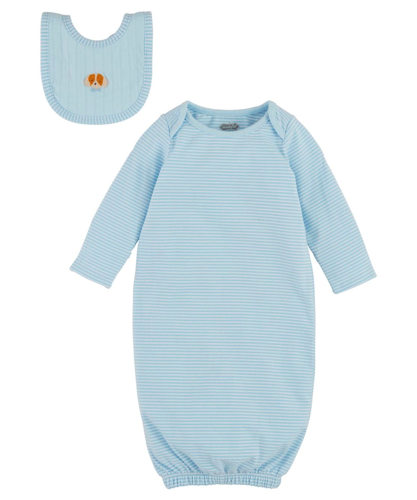 Blue Puppy Gown & Bib Set