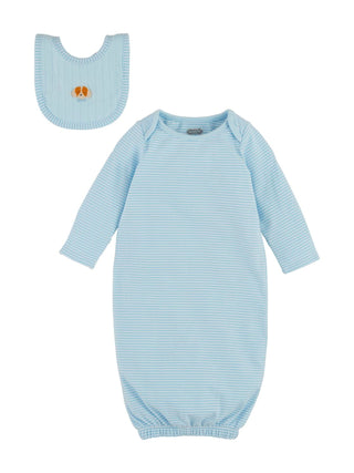 Blue Puppy Gown & Bib Set