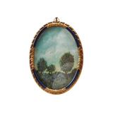 Pewter Framed Art Print Oval Trees