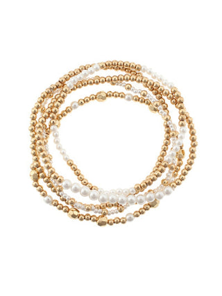 5 Row Beaded and Pearl Bracelets 