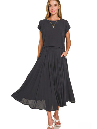 Woven Maxi Skirt Black
