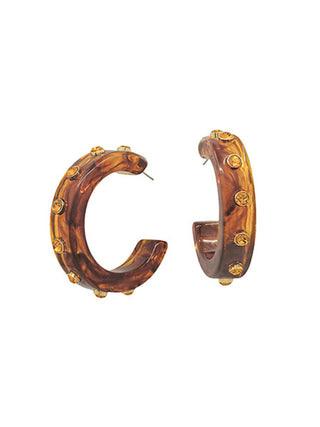 Crystal Acetate Hoops Tortoise