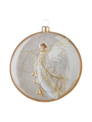 Glass Disc Ornament Angel 