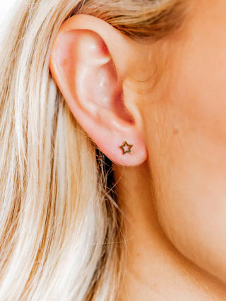 Gold Heart & Star Mix Flatback Stud Earrings