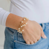 4 Row Pearl Station Stackable Bracelet
