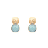 Textured Metal & Cushion Earrings Light Blue