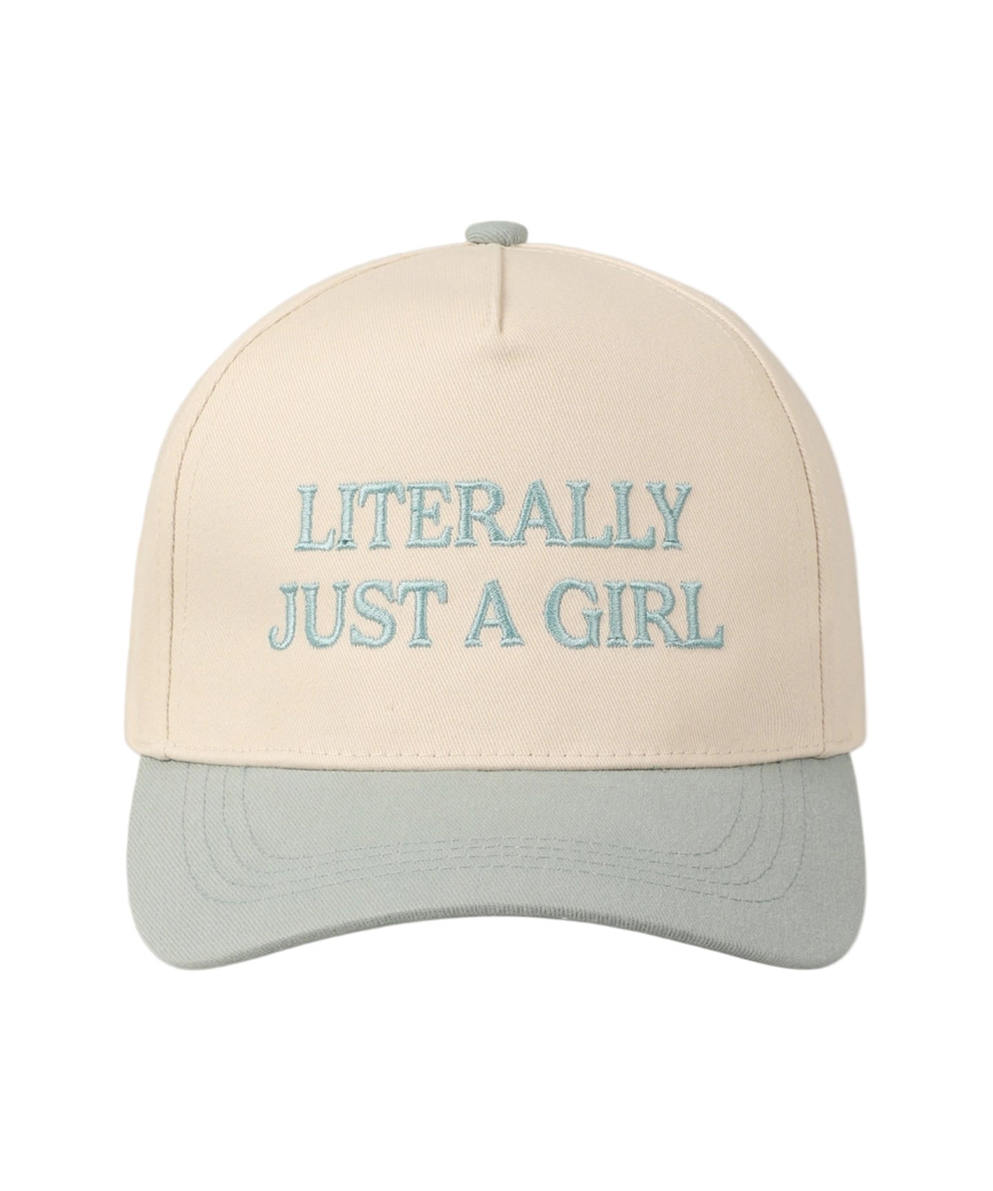 "Literally Just a Girl" Embroidered Hat Green
