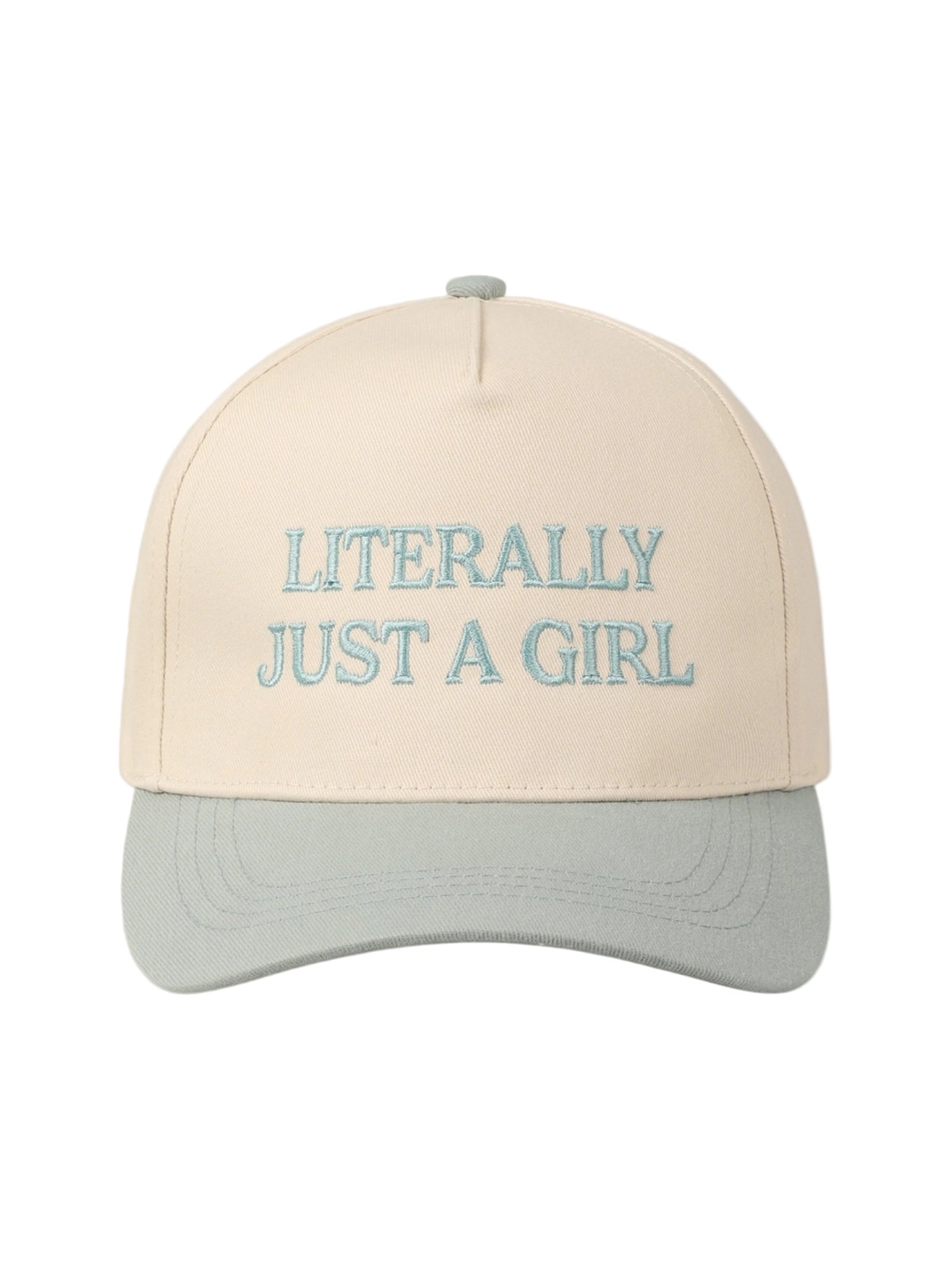 "Literally Just a Girl" Embroidered Hat Green