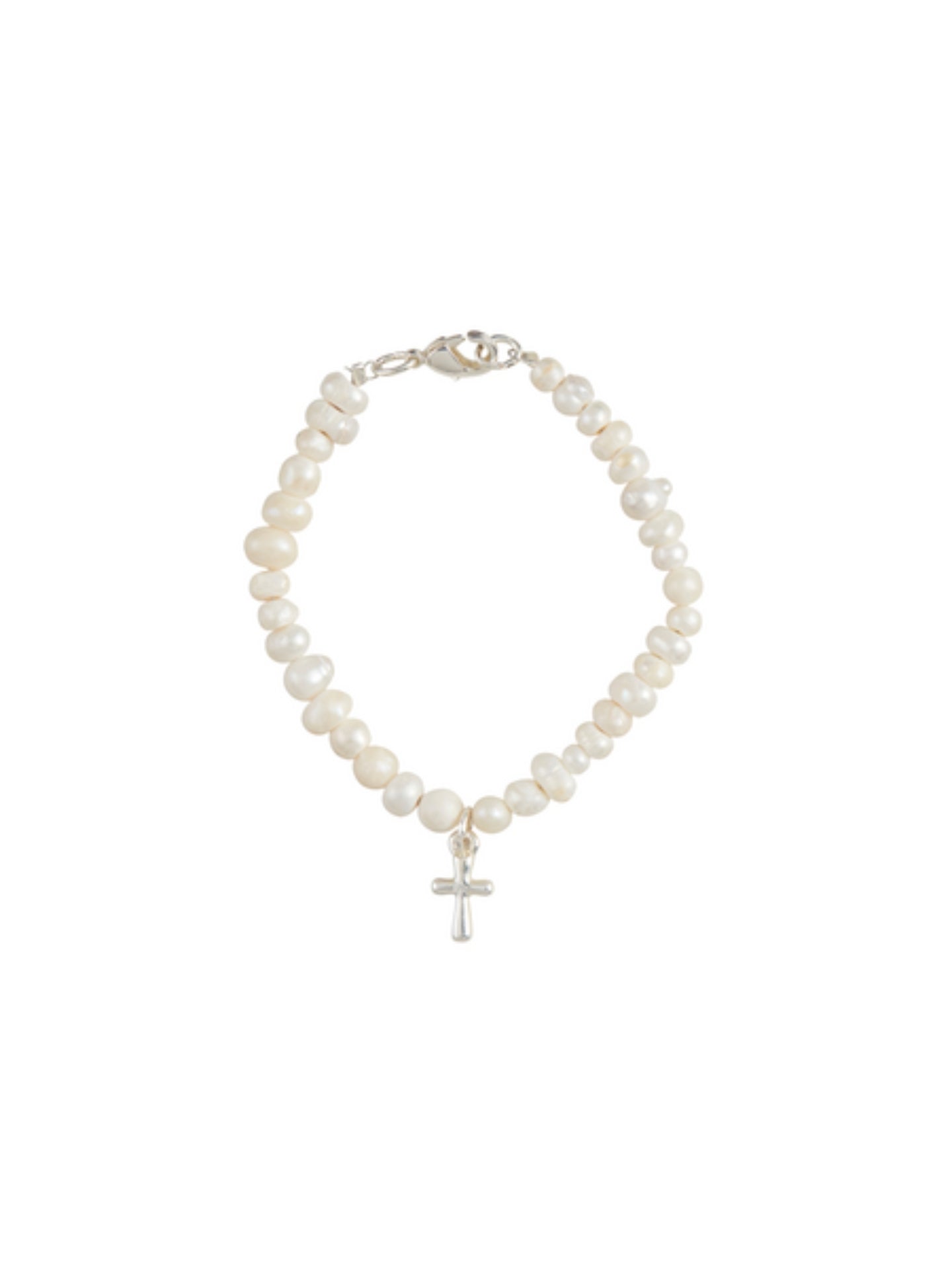 Dainty Cross Charm Bracelet Silver