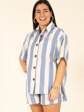 Blue Striped Button Down Shirt