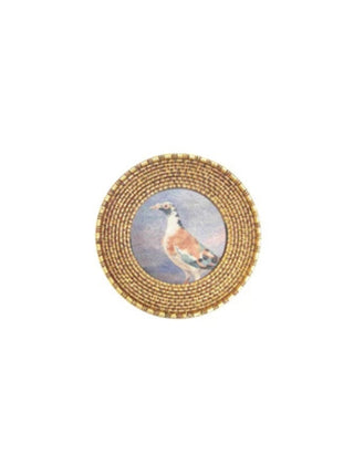 Gold Resin Mini Framed Art Magnet Round Blue Bird