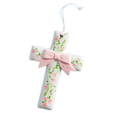 Hand-Painted Ceramic Cross Pink Bow