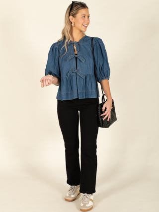 Tie Front Denim Shirt