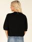 Short Sleeve Sweater Top-Black