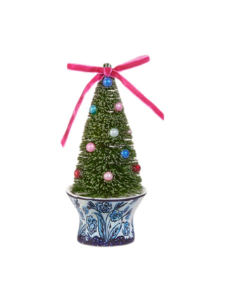 Bottle Brush Tree Chinoiserie Urn Ornament Left 