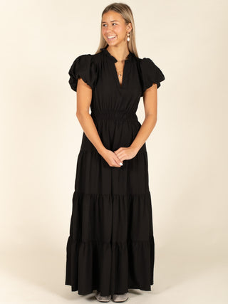 Puff Sleeve Tiered Maxi Dress