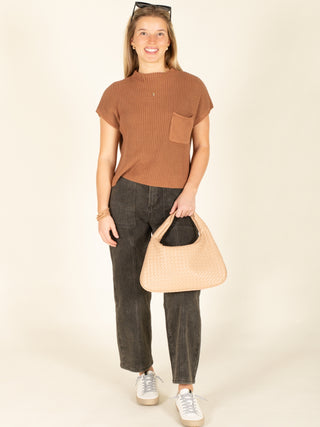 Mock Neck Cropped Sweater