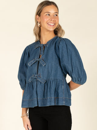 Tie Front Denim Shirt