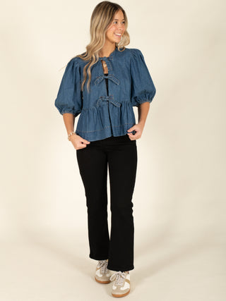 Tie Front Denim Shirt