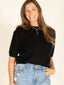 Short Sleeve Sweater Top-Black