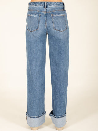 Cuffed Baggy Panel Jeans