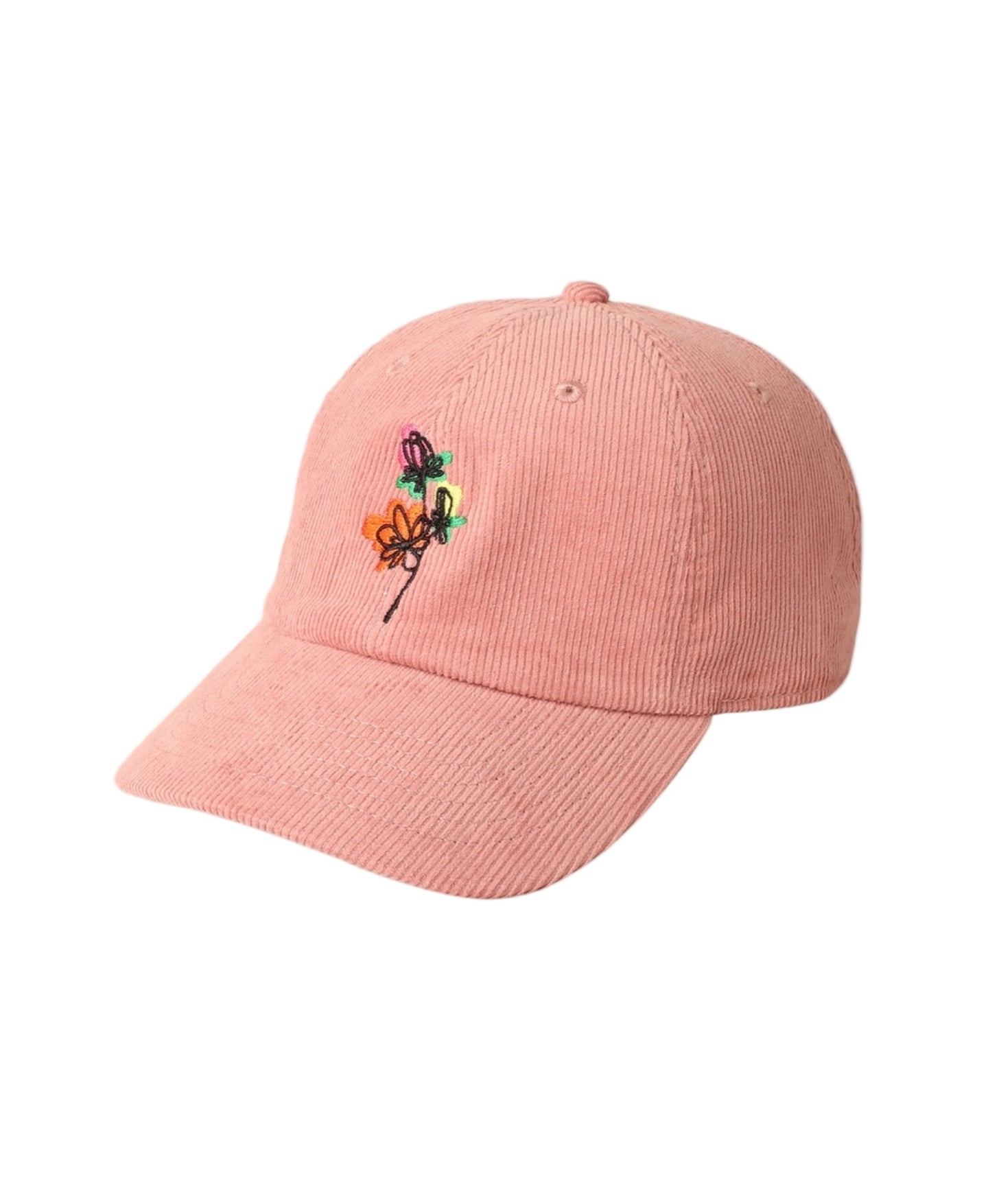Embroidered Flowers Hat Pink
