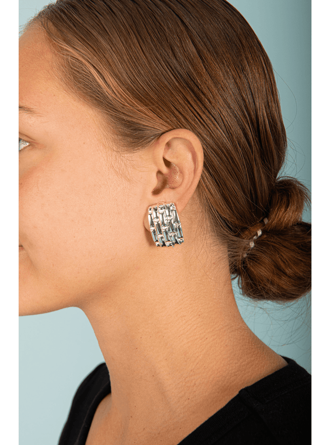 Brick Pattern Clip-On Earrings