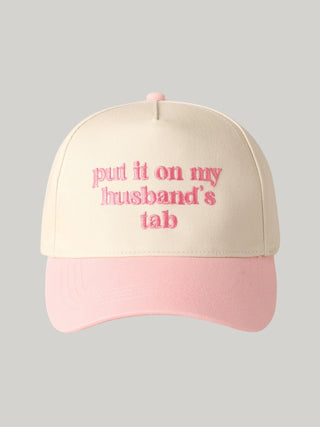 "Put It On My Husband's Tab" Embroidered Canvas Hat Pink