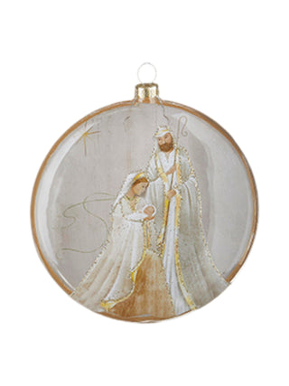 Glass Disc Ornament Holy Family 