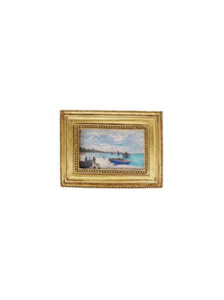 Gold Resin Mini Framed Art Magnet Rectangle Beach