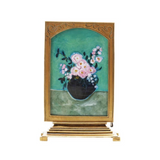 Pewter Framed Art Print Rectangle Teal Flower Vase