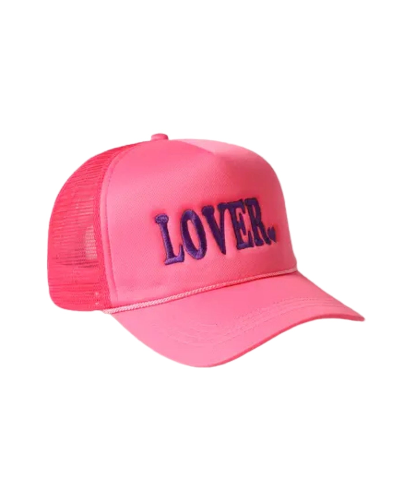 "Lover" Embroidered Trucker Hat Dark Pink