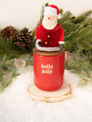 Christmas Bottle Brush Topper Candles-Santa