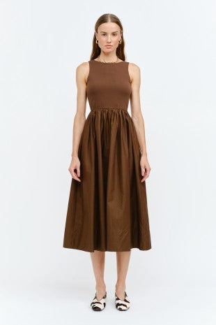 Sleeveless Gathered Midi Dress