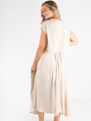 Woven Crinkle Top Beige