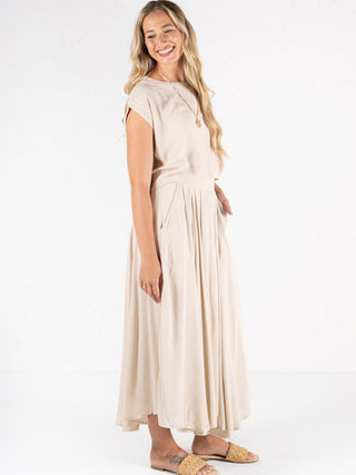 Woven Crinkle Top Beige