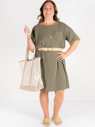 Ribbed Tee Dress Olive