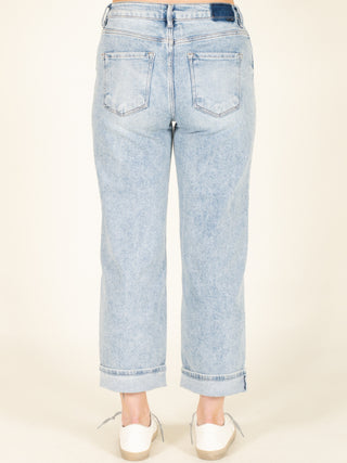 High Rise Ankle Barrel Cuffed Jeans